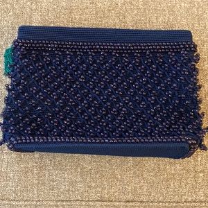 Stunning Blue Beaded Evening Purse Clutch